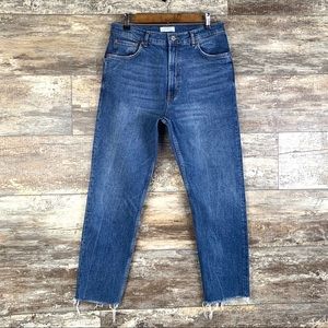 ZARA Premium Denim High Rise Boyfriend Crop Jeans